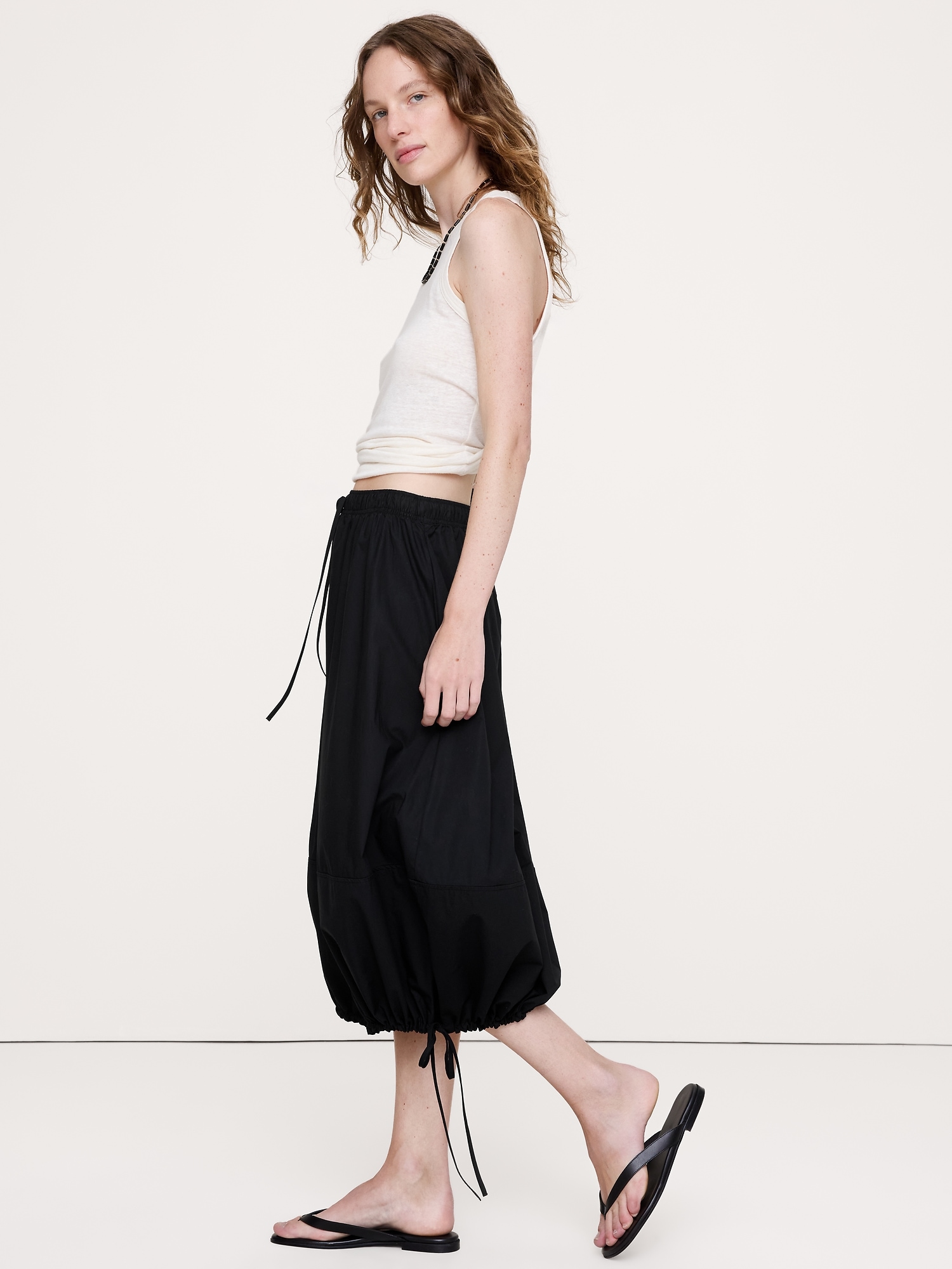 Cotton Poplin Bubble Drawstring Skirt - thumbnail 3