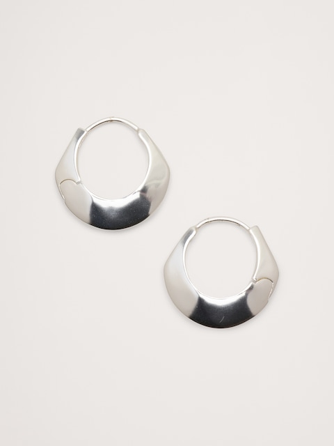 Hammered Drop Hoop Earrings