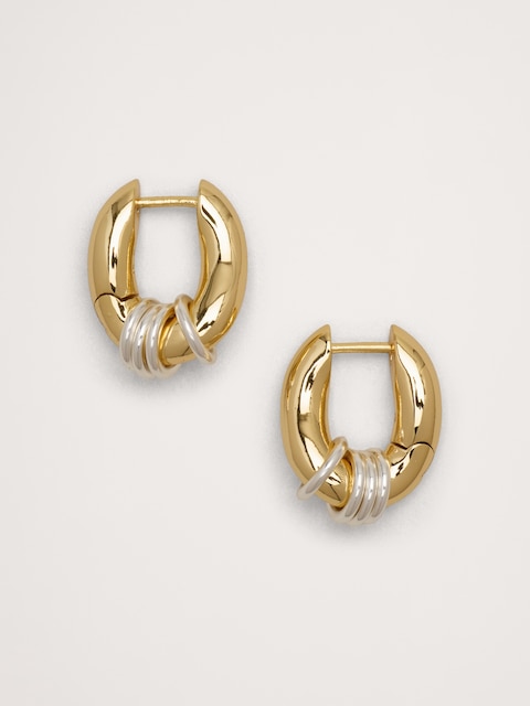 Two-Tone Link Chain Earrings