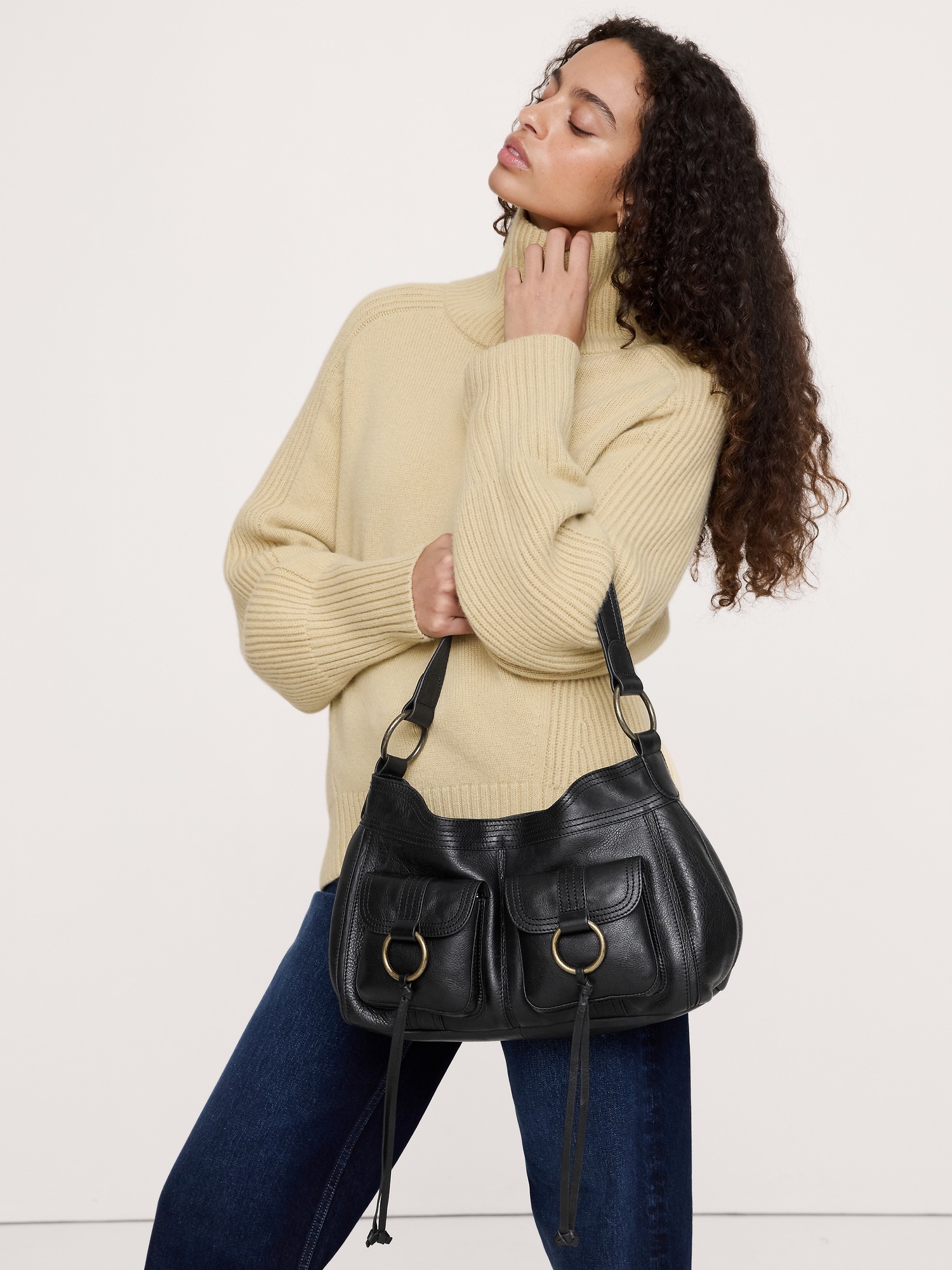 Женская сумка Banana Republic Heritage Hobo, цвет: Чёрный — фото 2