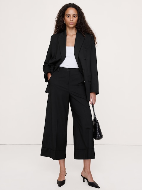 High-Rise Italian Lightweight Wool Culotte