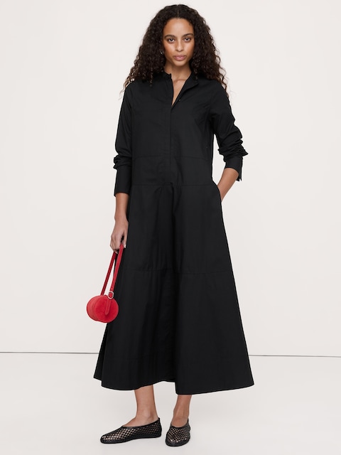 Cotton Trapeze Shirt Dress