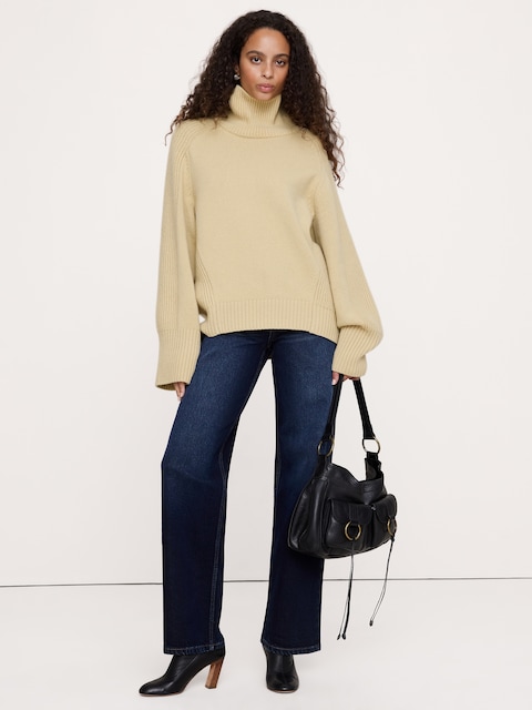Wool-Blend Funnel-Neck Sweater