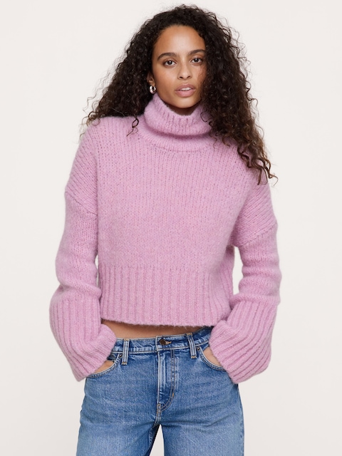 Italian Alpaca-Blend Cropped Sweater
