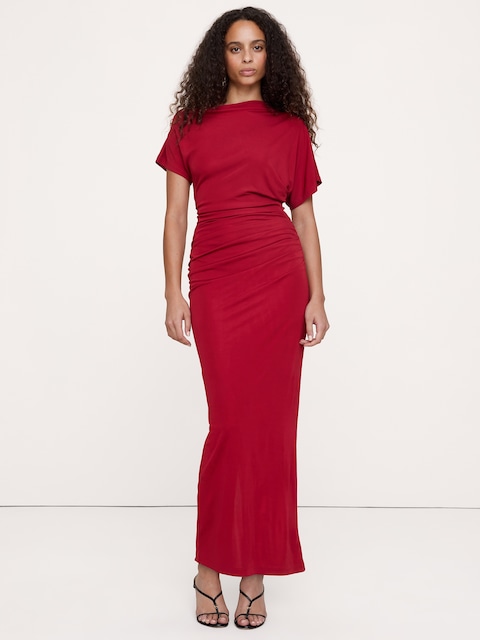 Matte Jersey Draped Maxi Dress