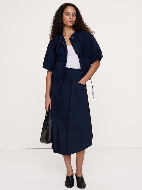 Stretch-Cotton Puff-Sleeve Top