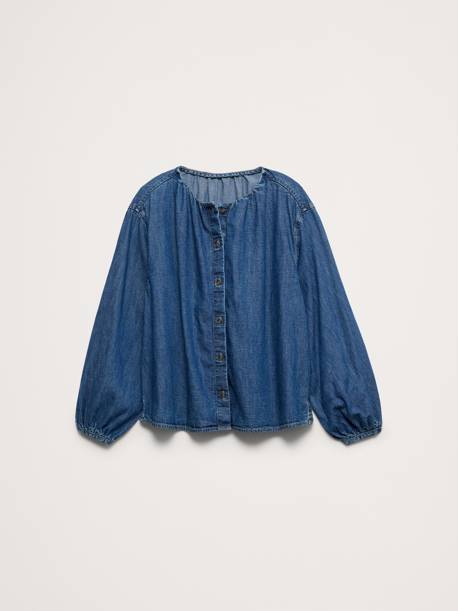 Denim Puff-Sleeve Top