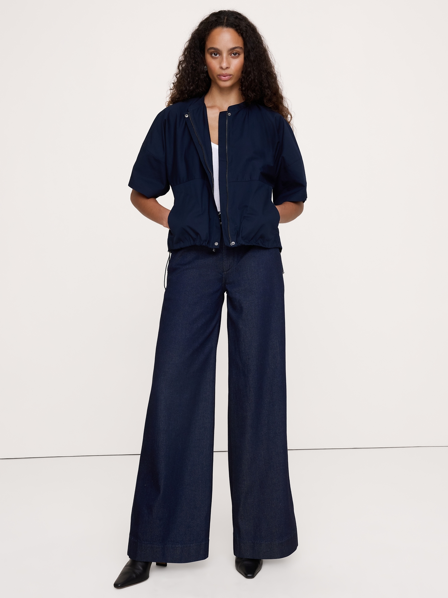 Stretch-Cotton Puff-Sleeve Top