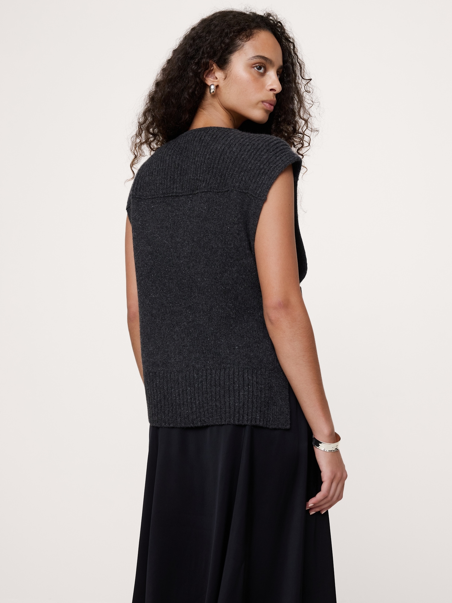 Wool-Cashmere Side-Snap Sweater Vest - thumbnail 2