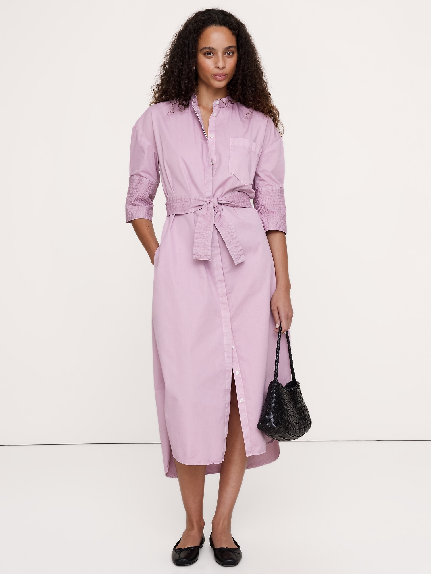 Cotton Twill Belted Shirt Dress - thumbnail 5