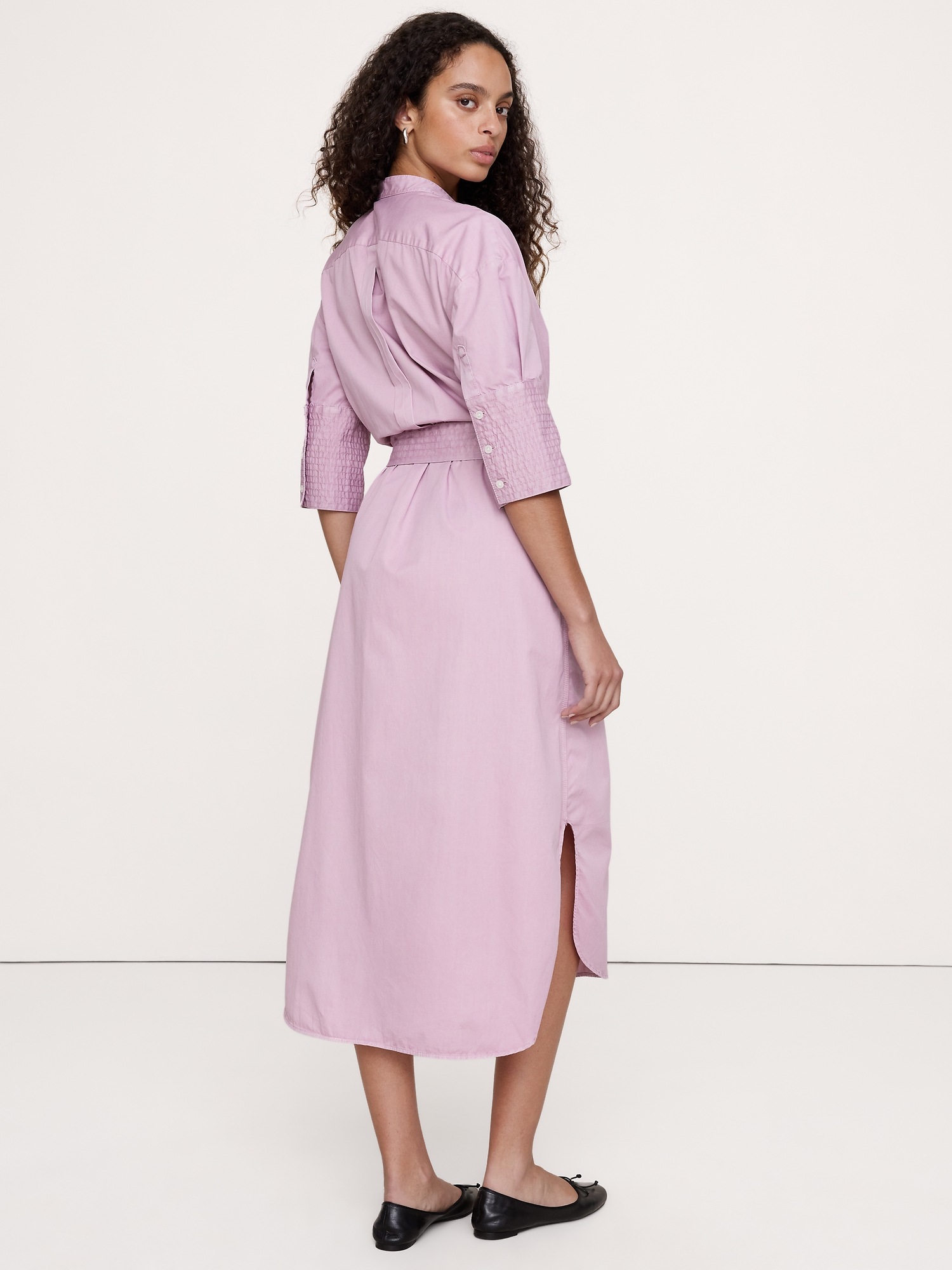 Женское платье Banana Republic Cotton Twill Belted Shirt Dress, цвет: Розовато-лиловый — фото 2