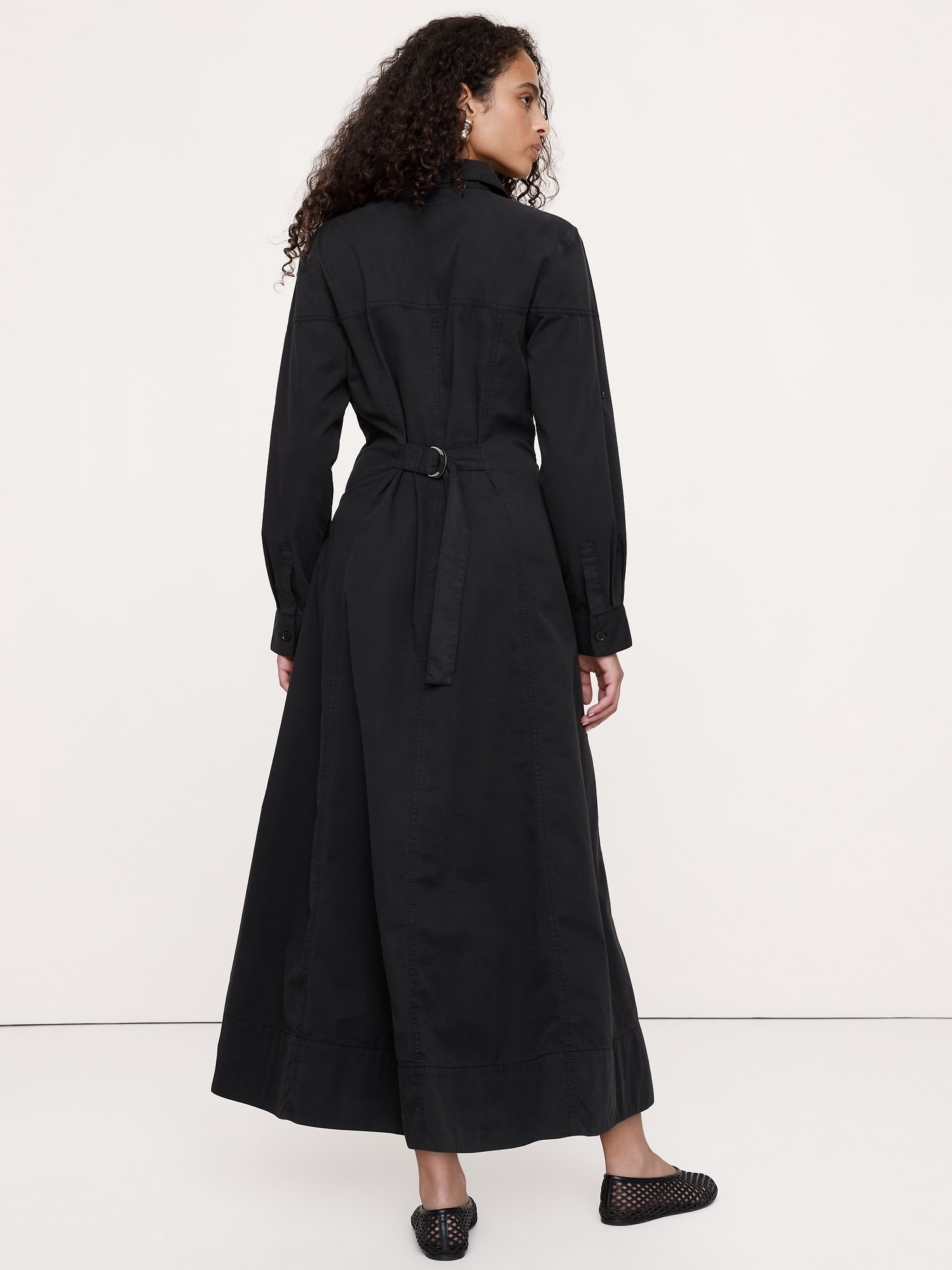 Cotton Twill Paneled Shirt Dress - thumbnail 2