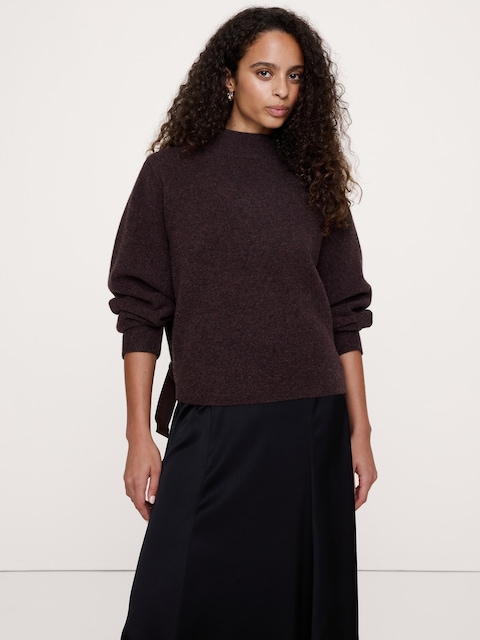 Felted Wool Mock-Neck Sweater