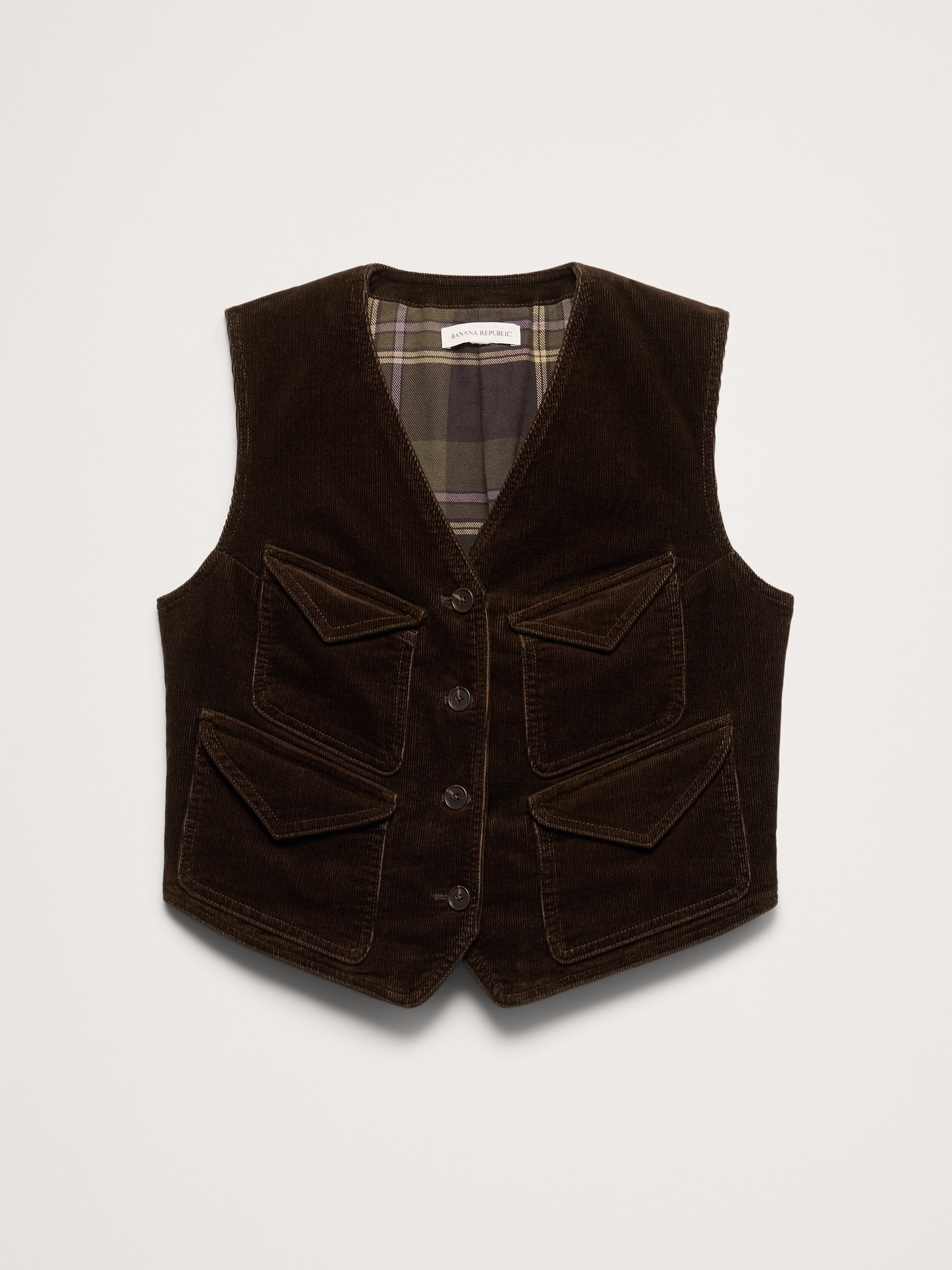 Женский жилет Banana Republic Corduroy Pocket Vest, цвет: Шоколадный коричневый — фото 5