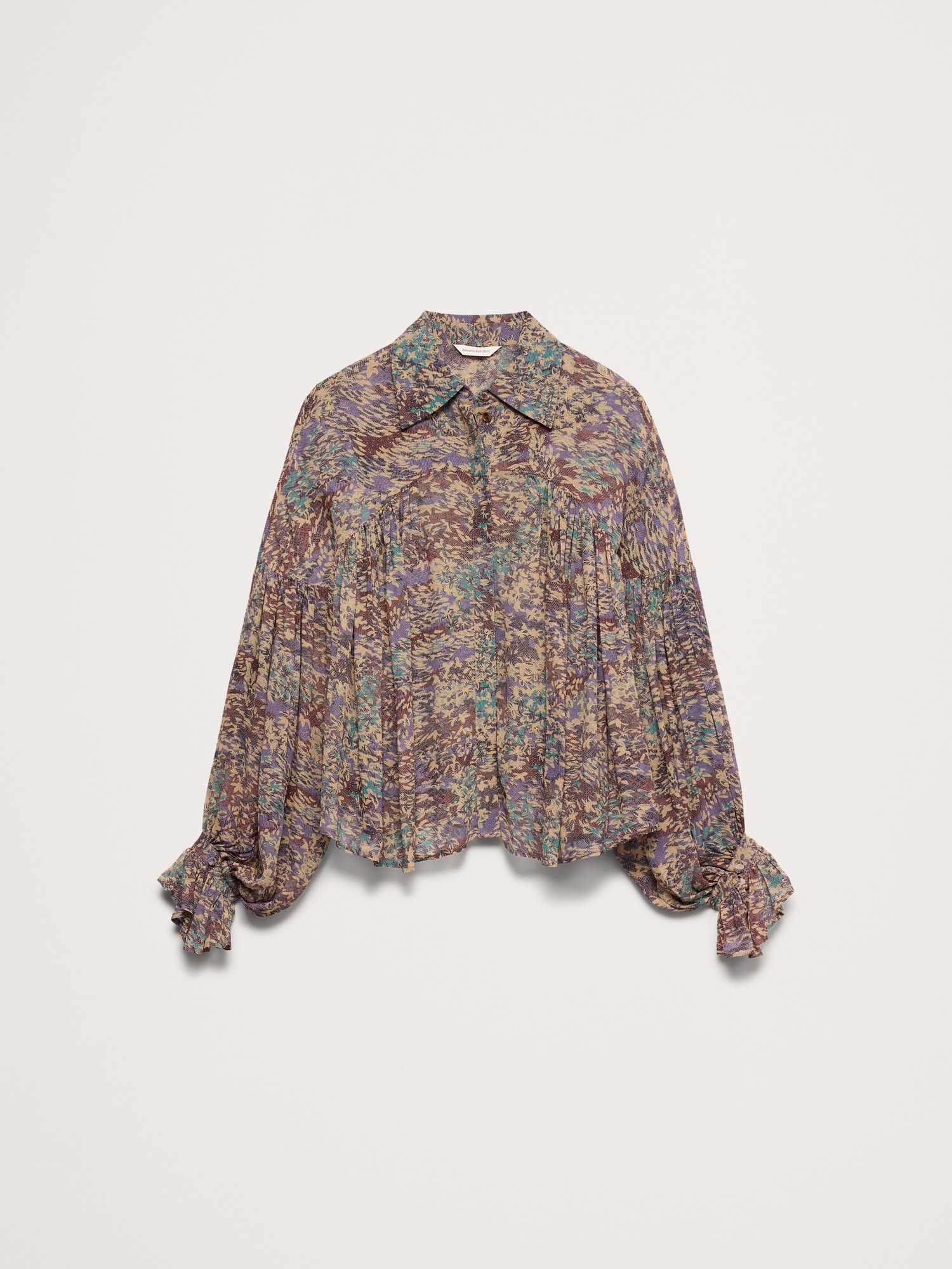 Женская блузка Banana Republic Viscose Balloon-Sleeve Blouse, цвет: Коричневый — фото 4
