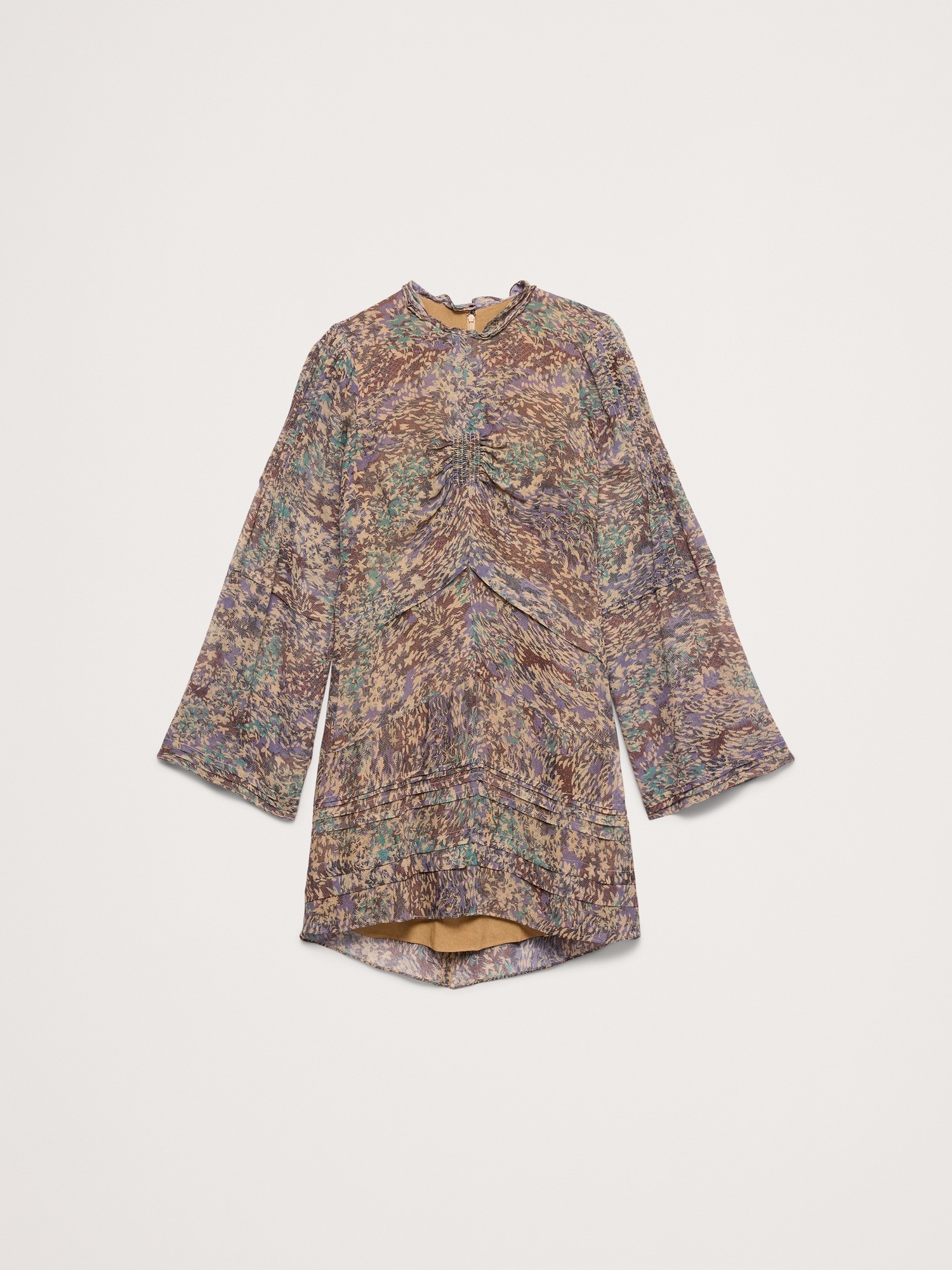 Женское платье Banana Republic Georgette Ruffle-Neck Mini, цвет: Коричневый — фото 4