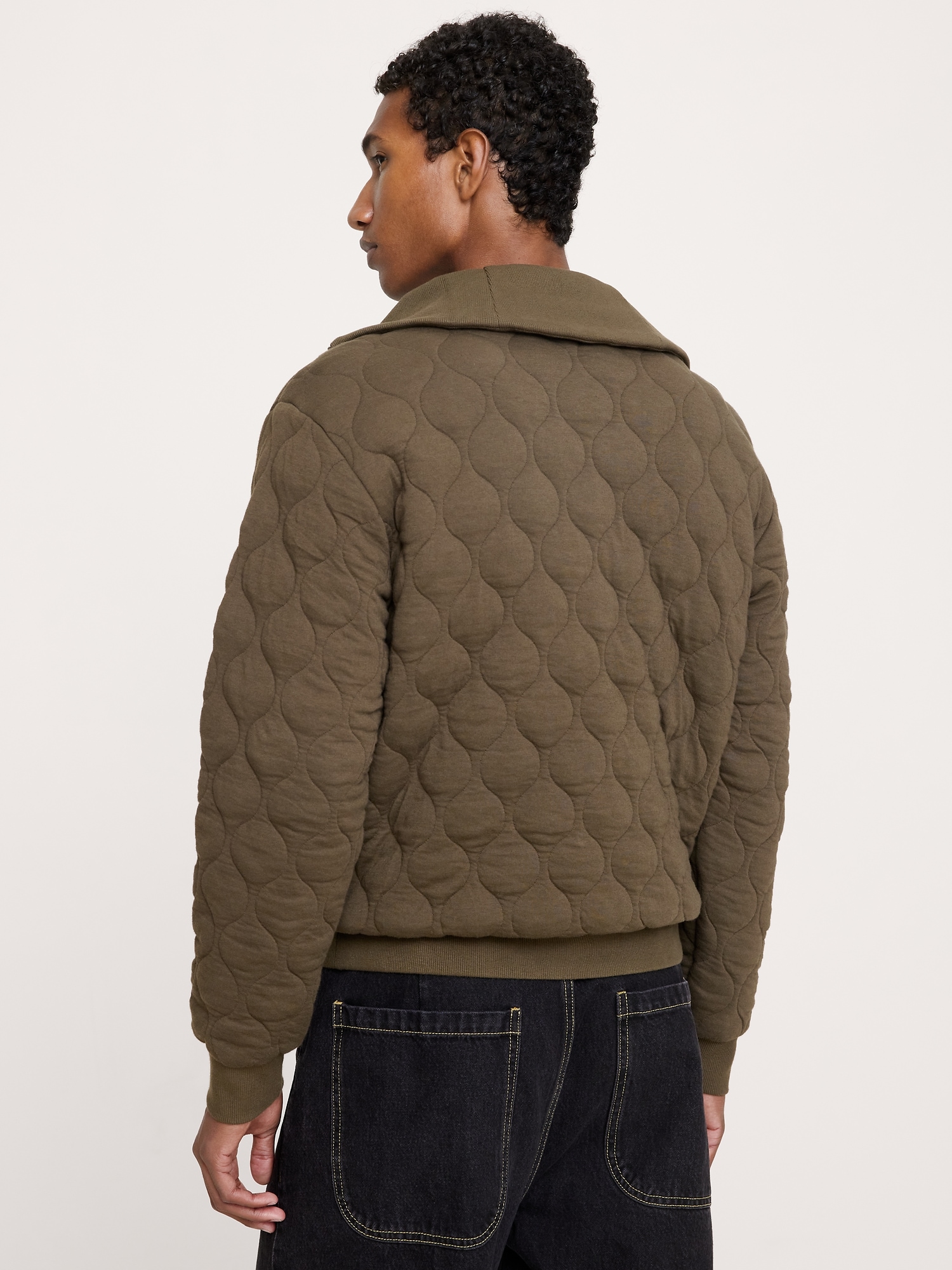 Cotton Quilted Jacquard Quarter-Zip Pullover