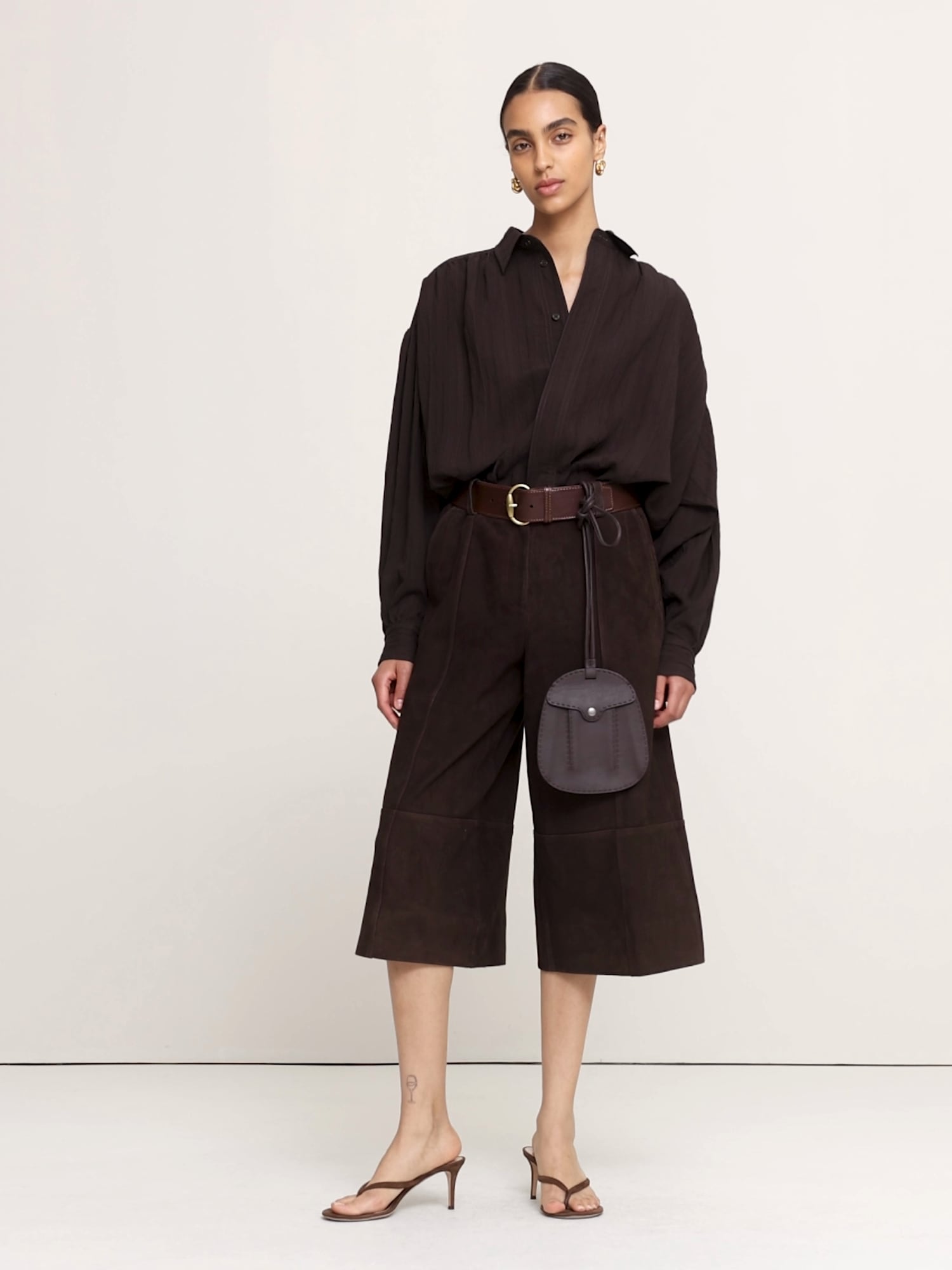 High-Rise Suede Culotte - thumbnail 7