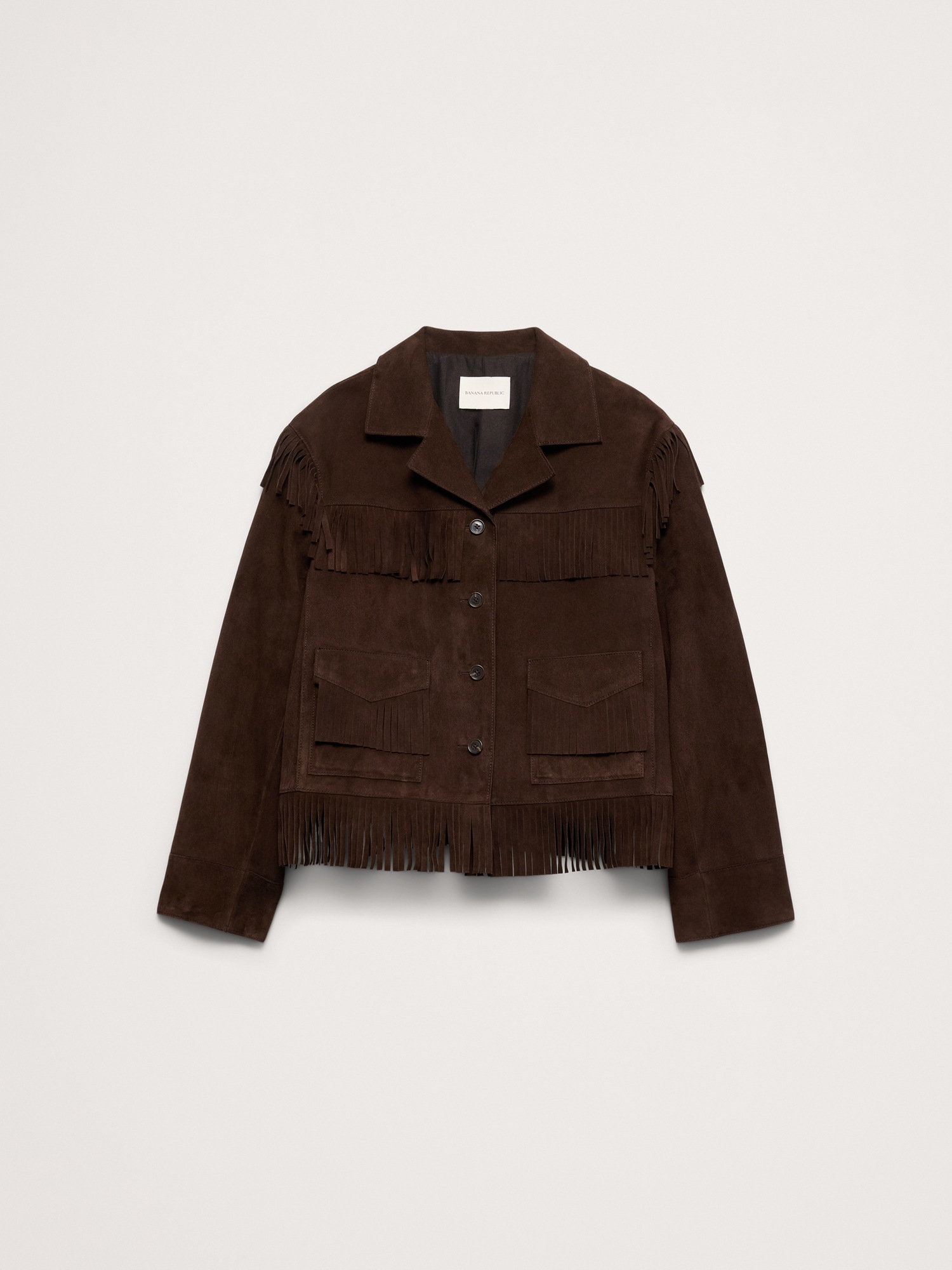Женская куртка Banana Republic Heritage Suede Fringe, цвет: Коричневый — фото 4