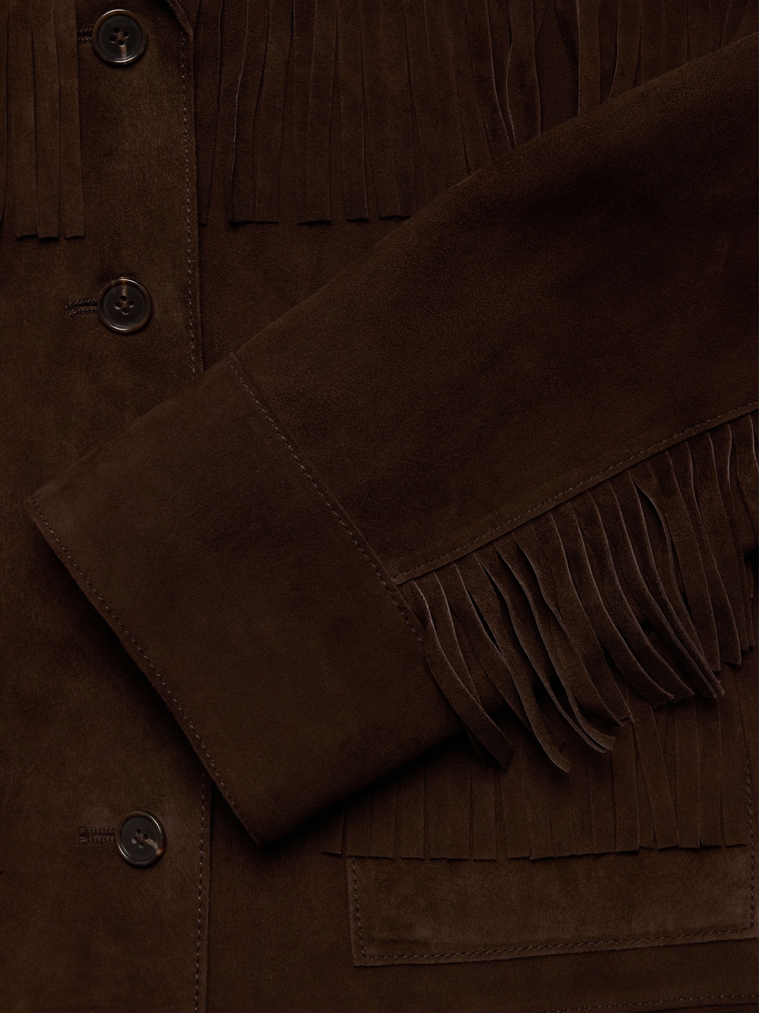 Женская куртка Banana Republic Heritage Suede Fringe, цвет: Коричневый — фото 5