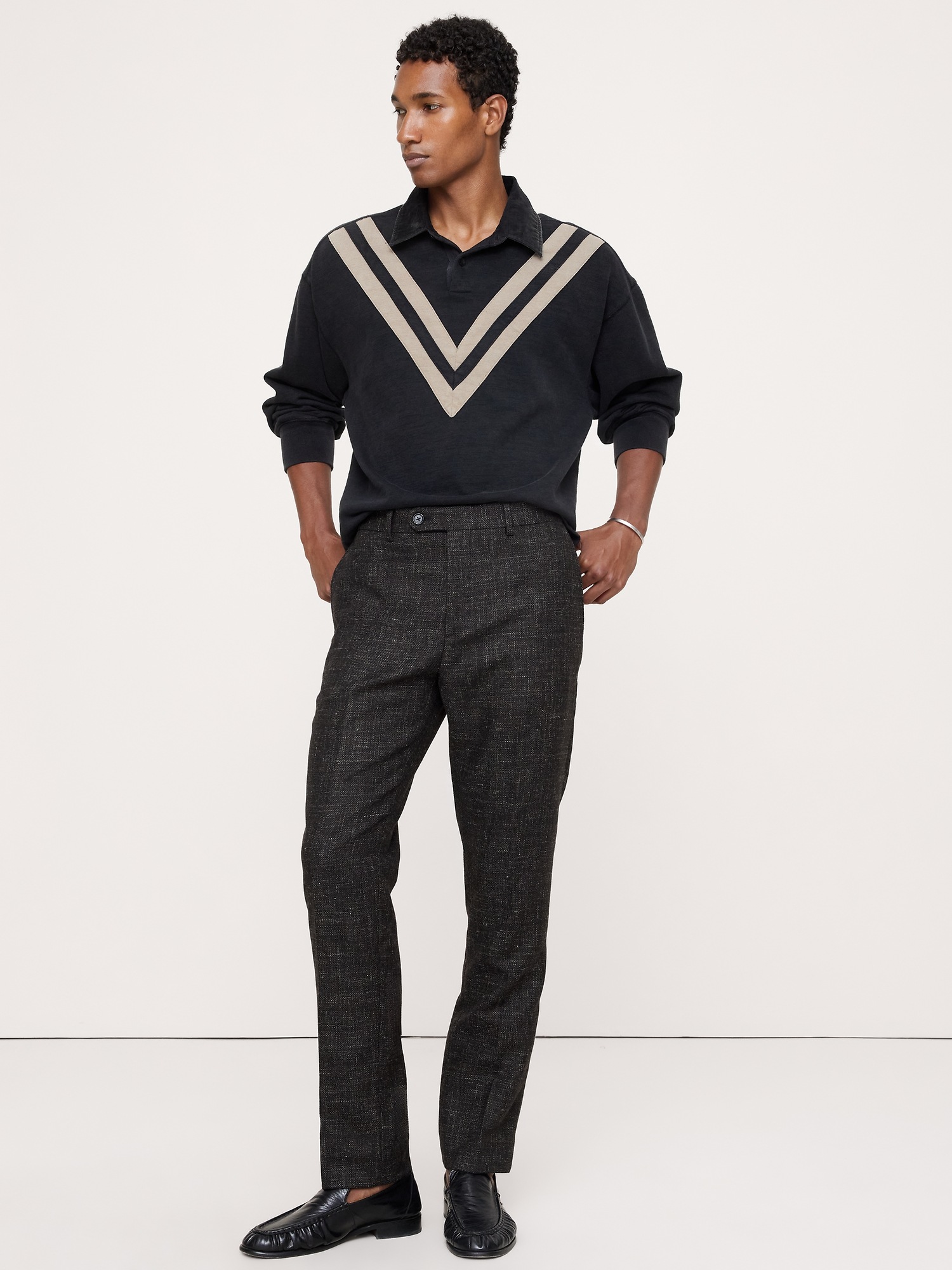 Мужские брюки Banana Republic Tailored Slim Italian Wool-Blend Suit Pant, цвет: Коричневый — фото 4