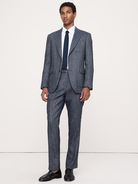 Tailored Slim Italian Herringbone Suit Pant