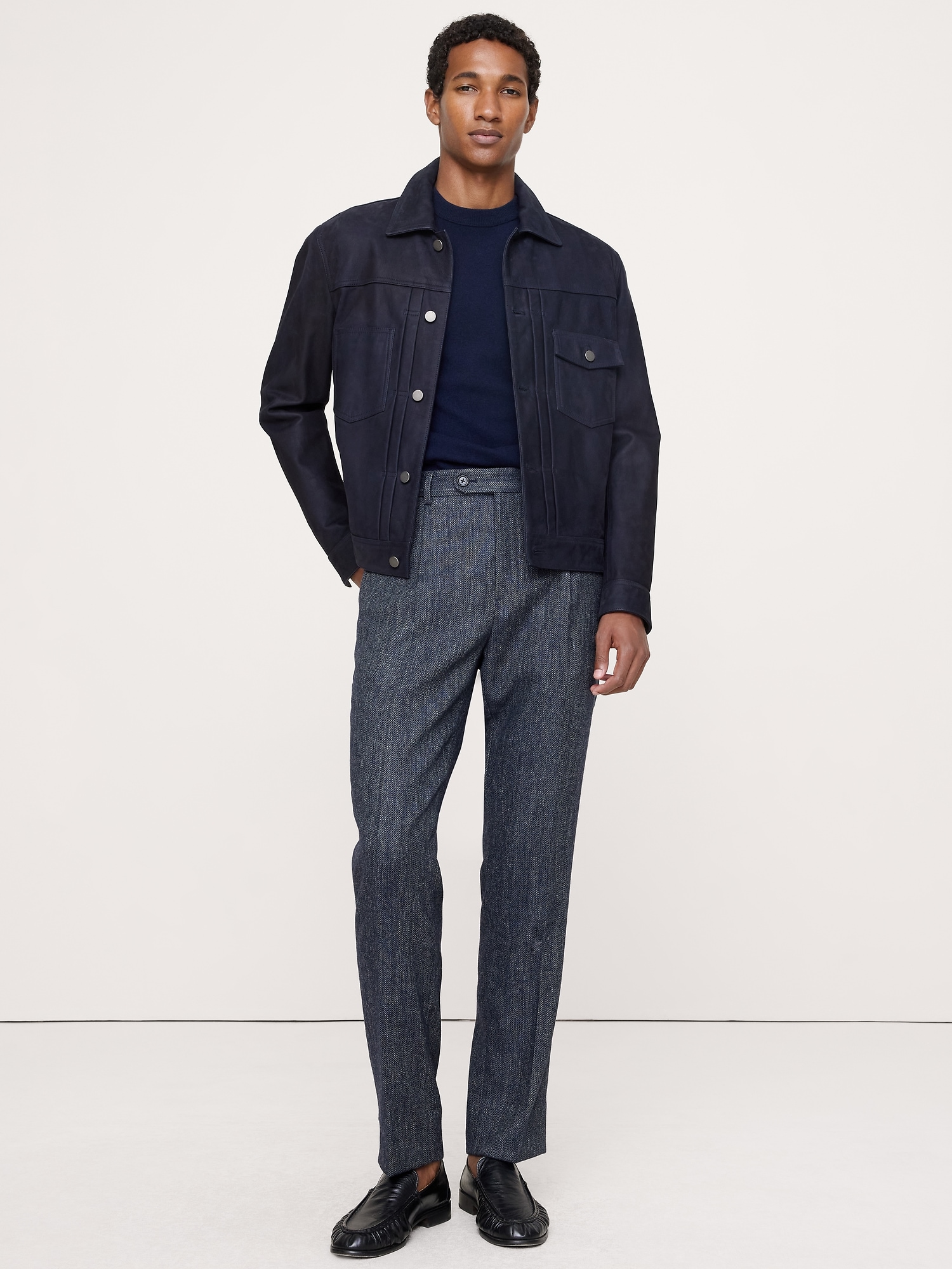 Tailored Slim Italian Herringbone Suit Pant - thumbnail 4