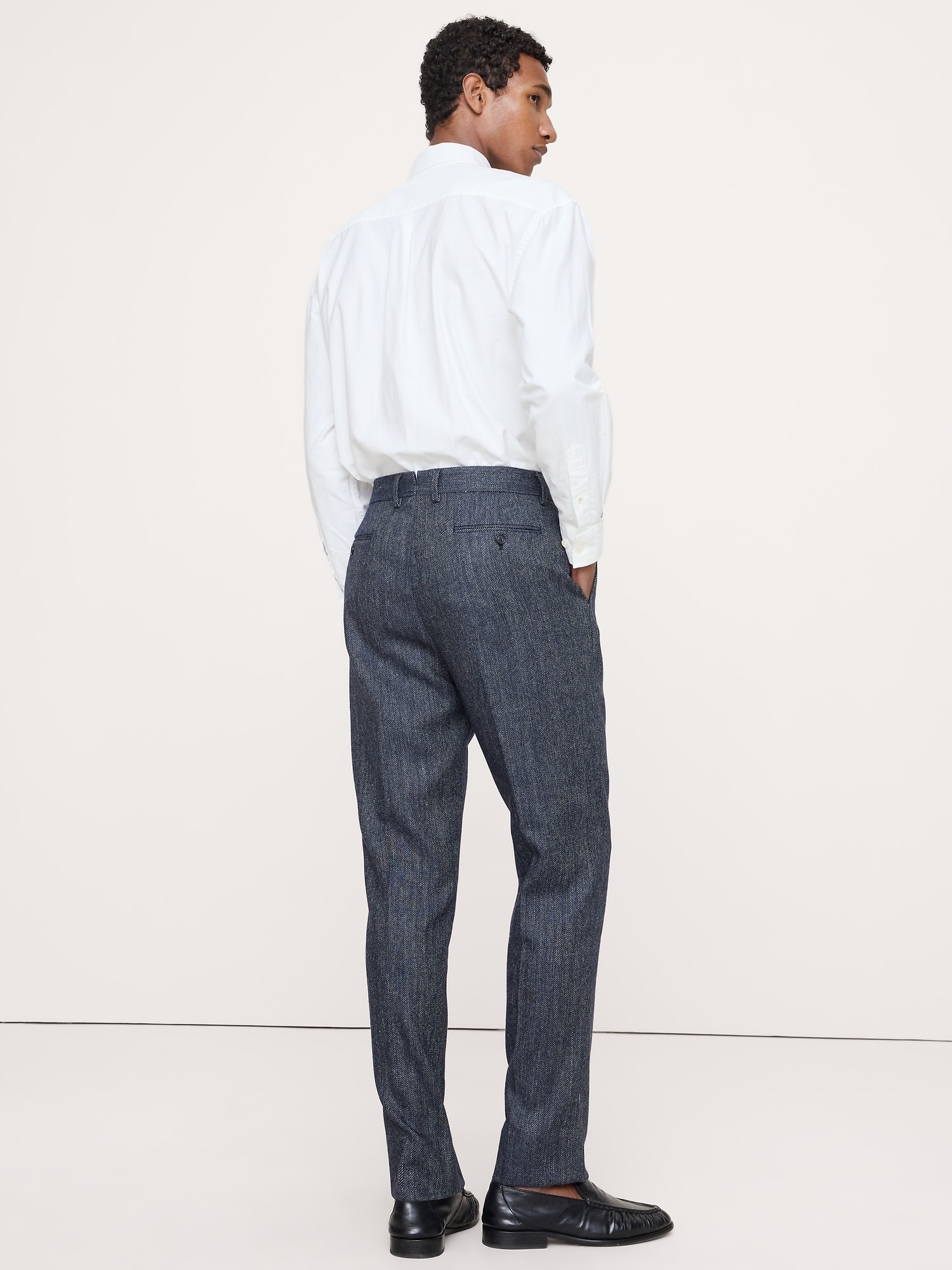 Tailored Slim Italian Herringbone Suit Pant - thumbnail 2
