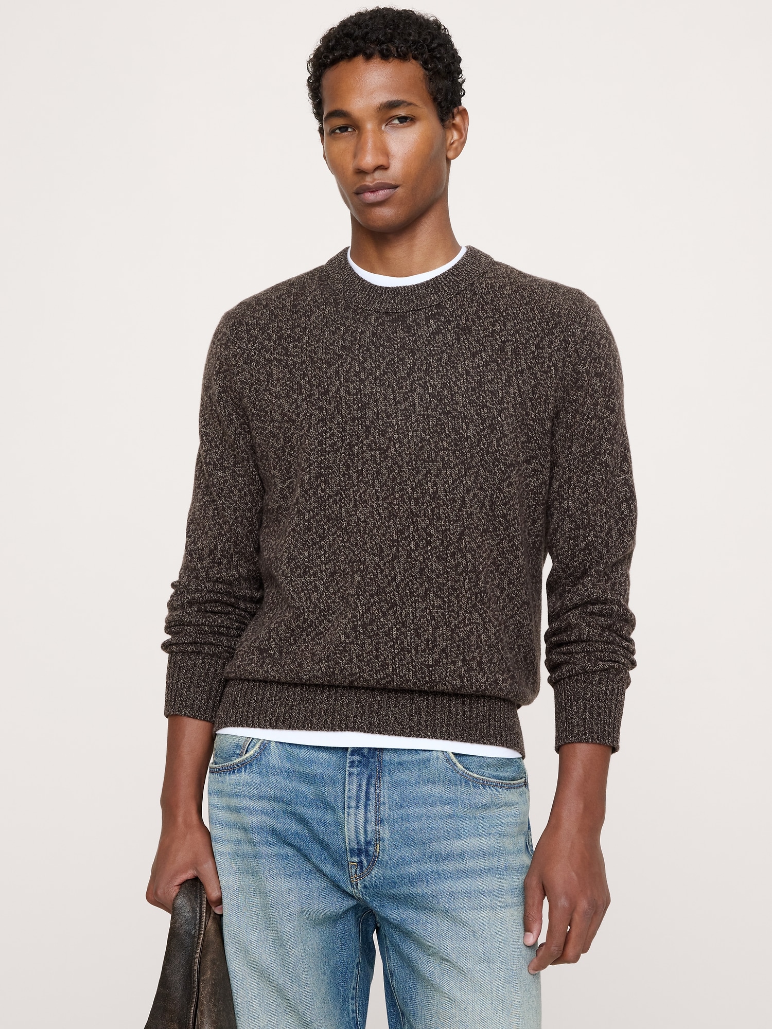 Marled Italian Cotton-Cashmere Crew-Neck Sweater - thumbnail 8