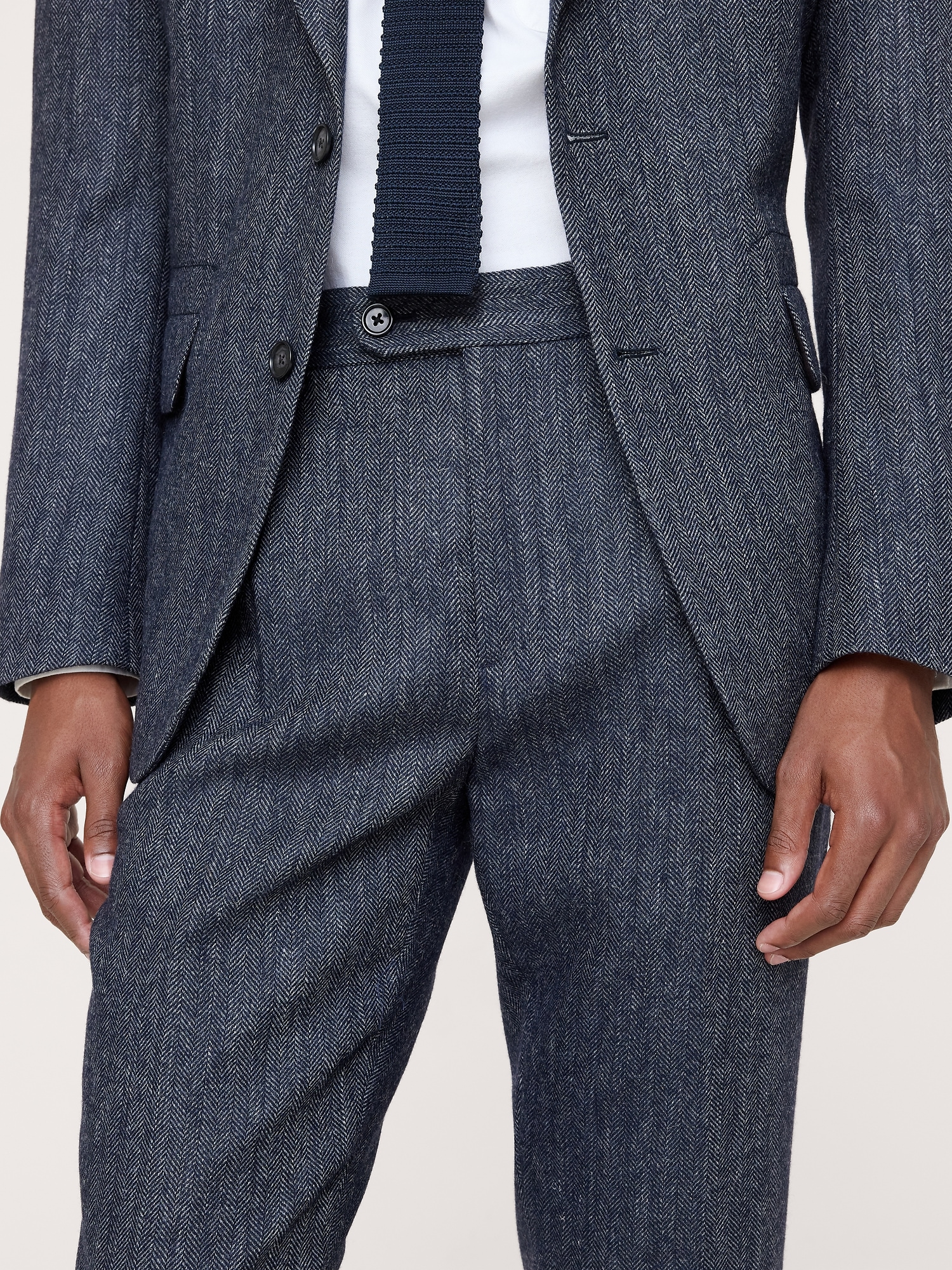 Tailored Slim Italian Herringbone Suit Pant - thumbnail 3