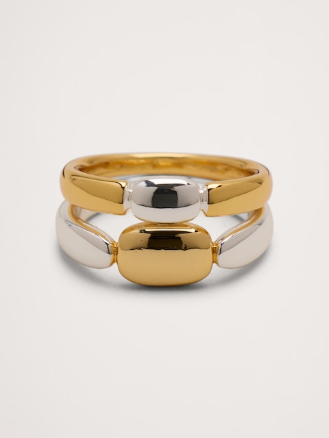 Two-Tone Stacked Ring Set