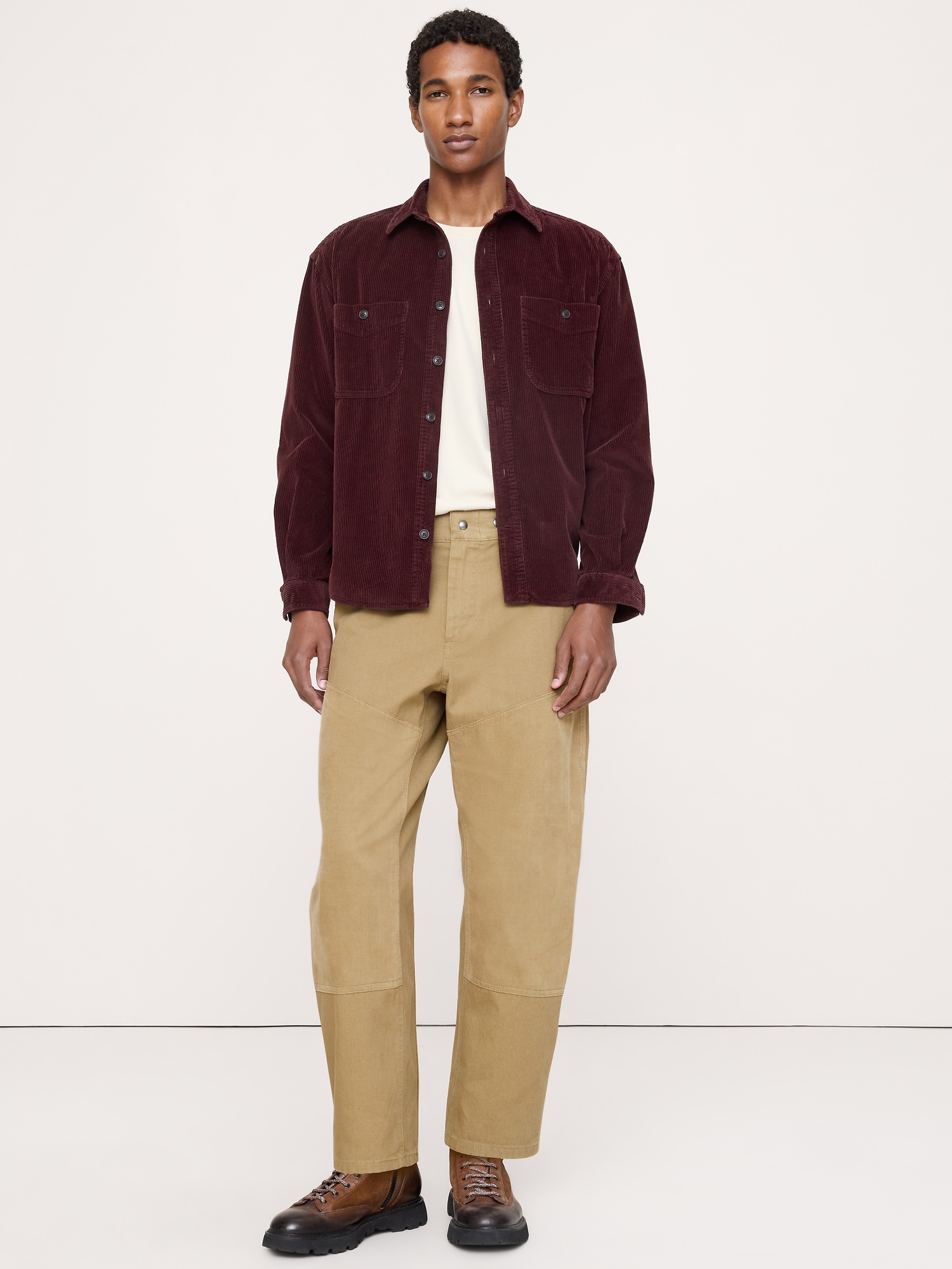 Relaxed Mixed Media Barrel Pant