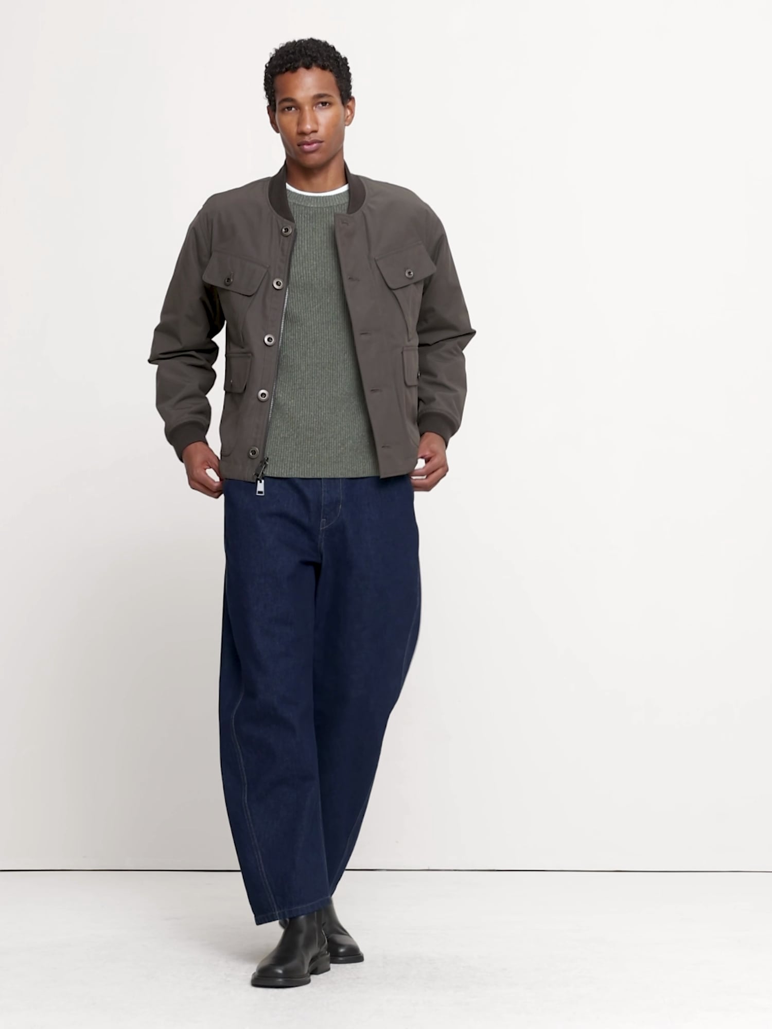 Herringbone Reversible Quilted Bomber Jacket - thumbnail 8