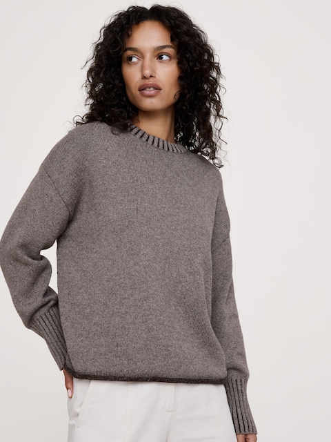 Oversized Merino-Cotton Crew-Neck Sweater