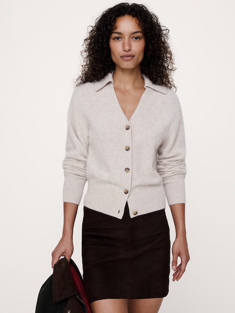 Brushed Wool-Cashmere Cardigan