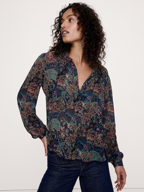 Georgette Tie-Neck Blouse