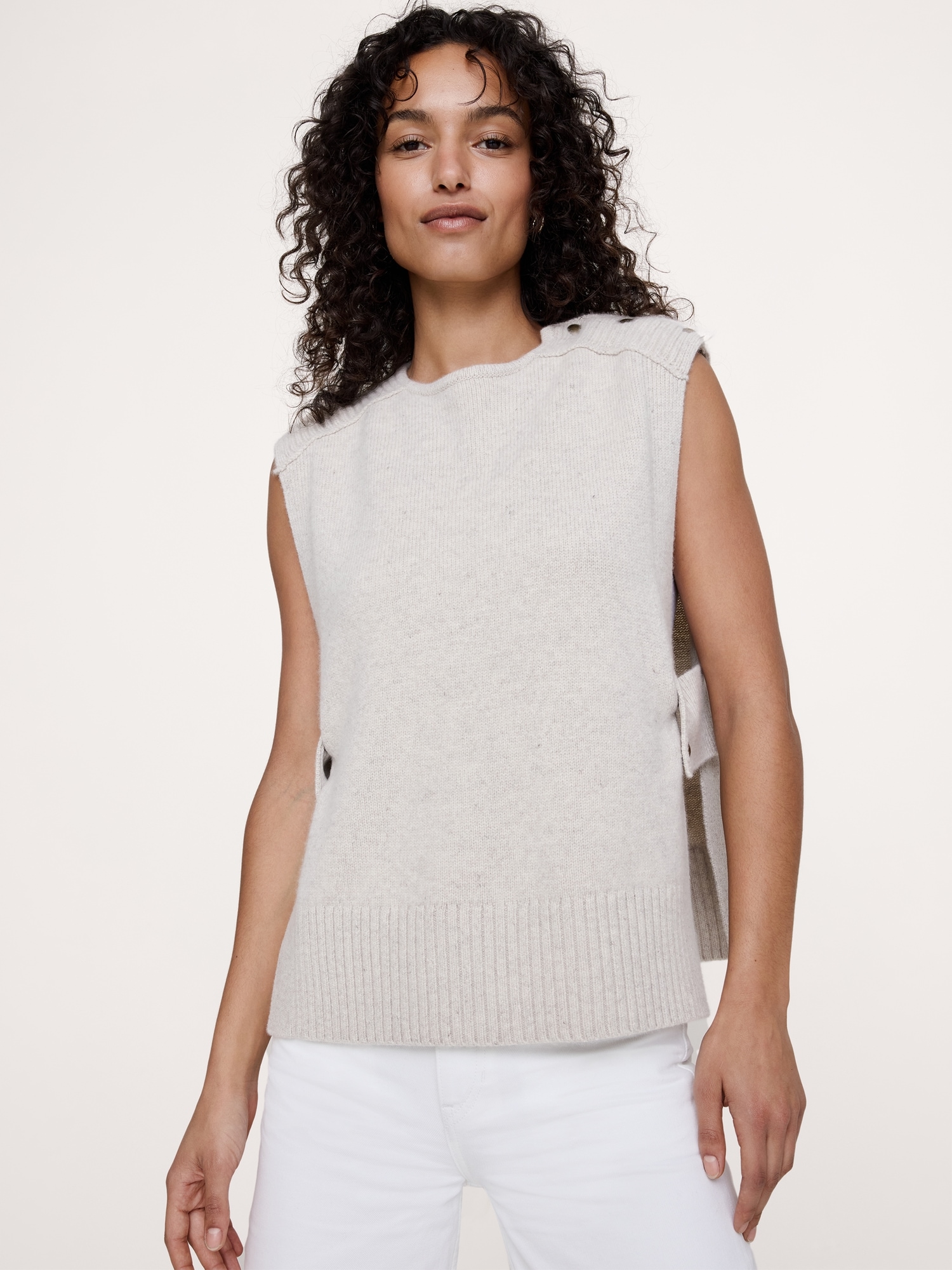 Wool-Cashmere Side-Snap Sweater Vest - thumbnail 7