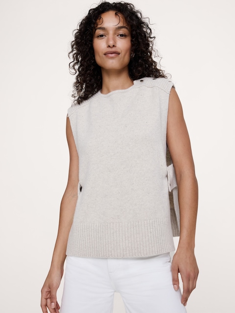 Wool-Cashmere Side-Snap Sweater Vest