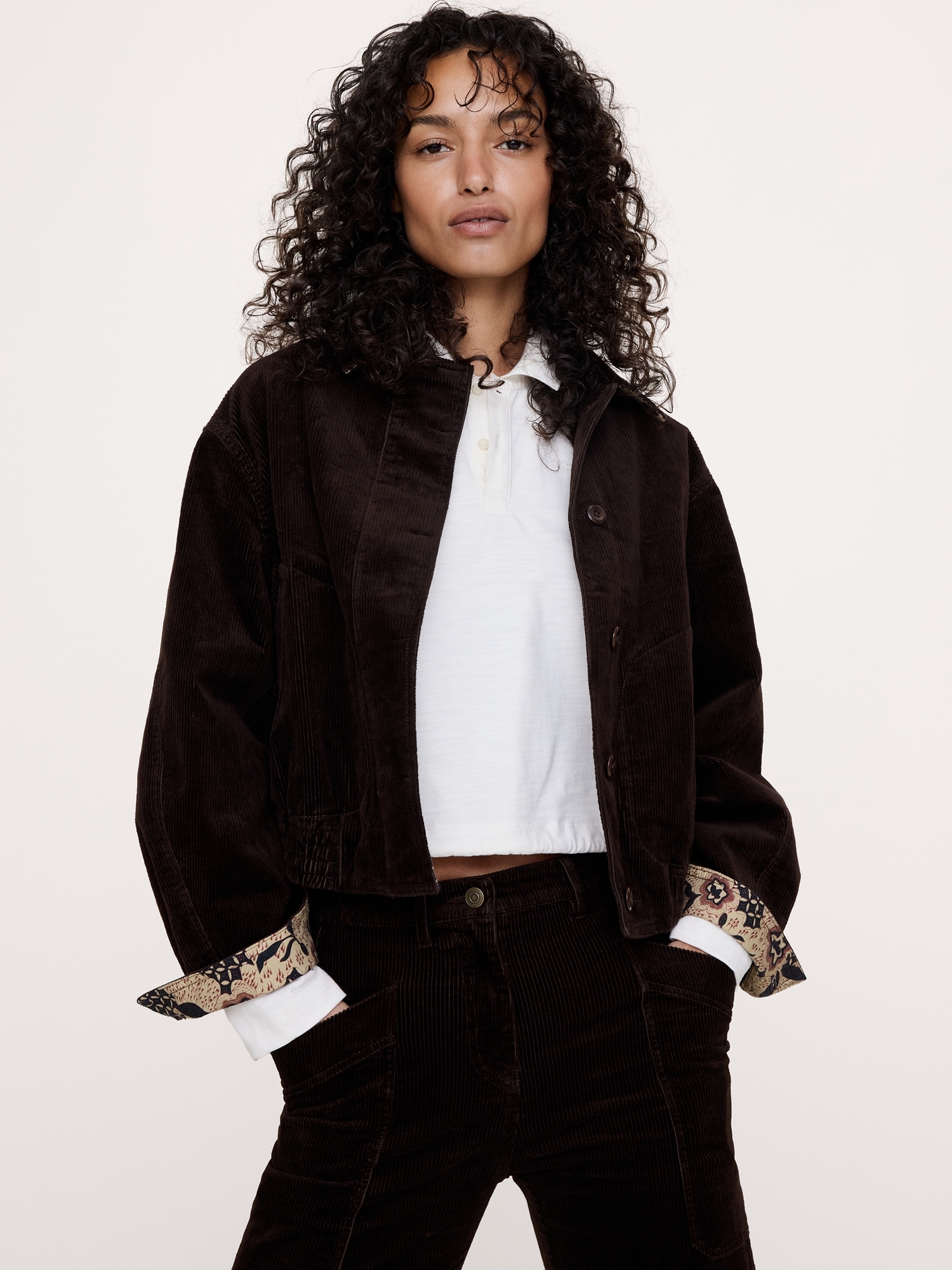 Женская куртка Banana Republic Corduroy Bomber, цвет: Коричневый