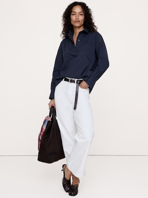 Relaxed Cotton-Twill Popover Shirt