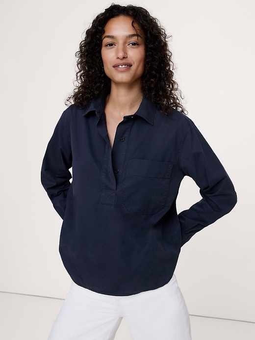 banana republic blue dress shirt Relaxed Cotton-Twill Popover Cloth Size:XXXL Single Stitched Black Dresses | Killstar Button down Sits close to the