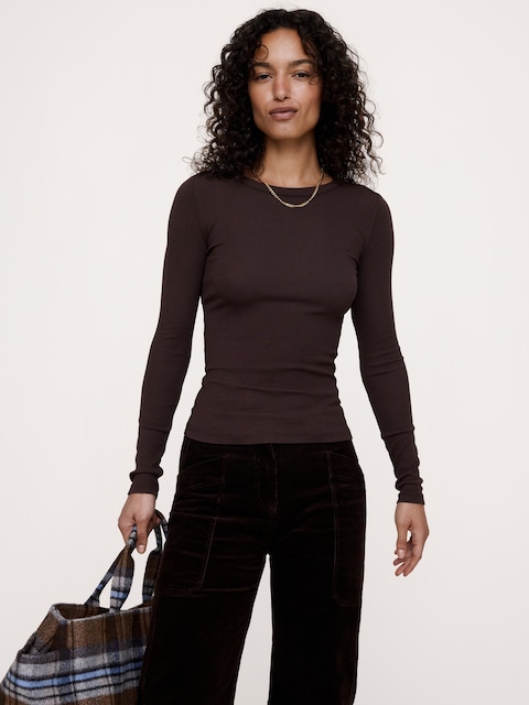 Ribbed Crew-Neck T-Shirt