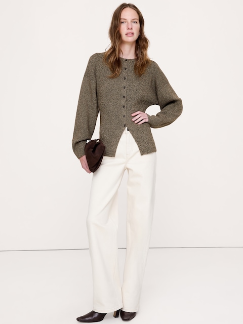 Larkspur Cotton-Silk Cutaway-Hem Cardigan