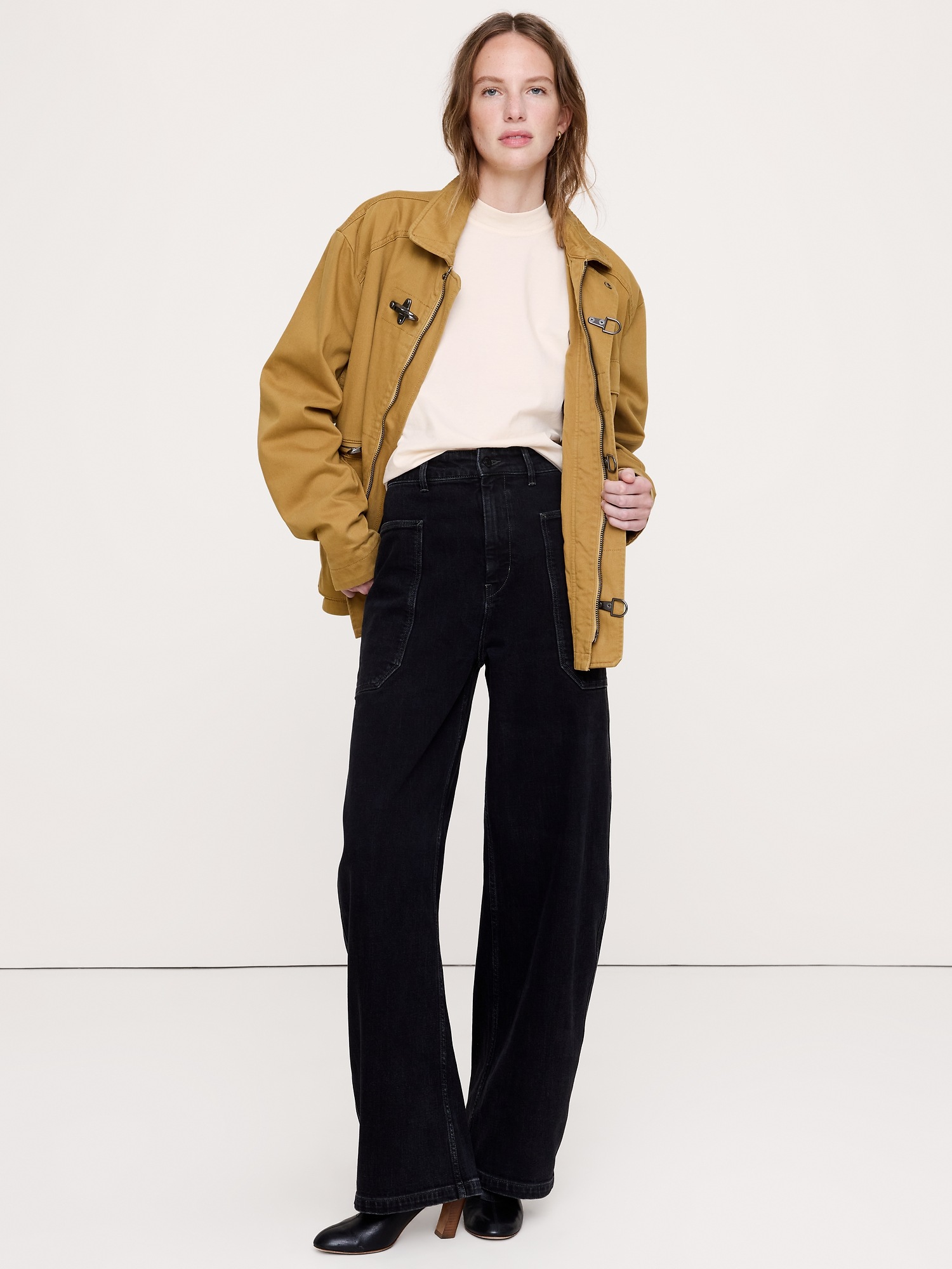 Женская футболка Banana Republic Vintage Cotton Long-Sleeve Mock-Neck, цвет: Алебастровый молочно-белый — фото 3