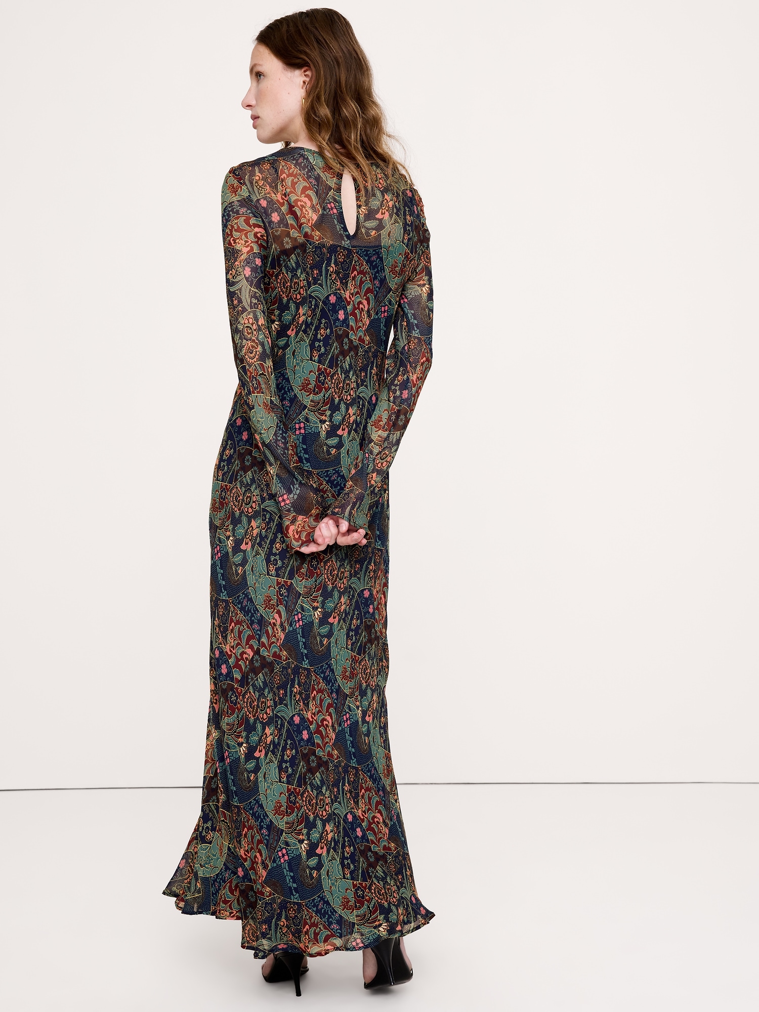 Bias-Cut Chiffon Maxi Dress
