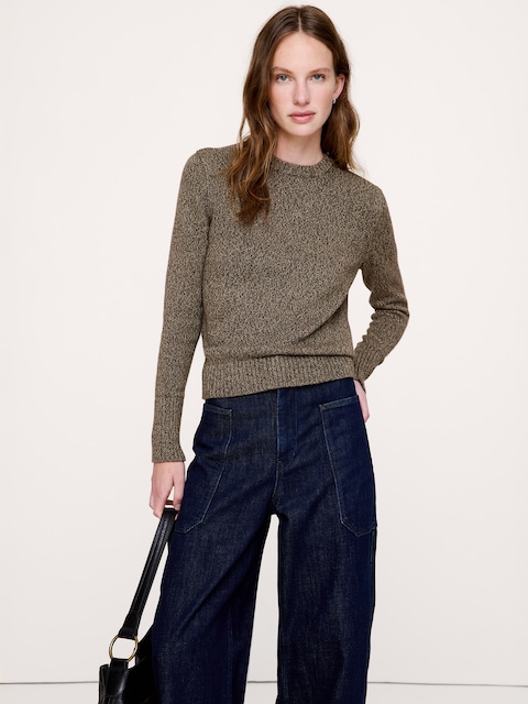 Larkspur Cotton-Silk Crew-Neck Sweater