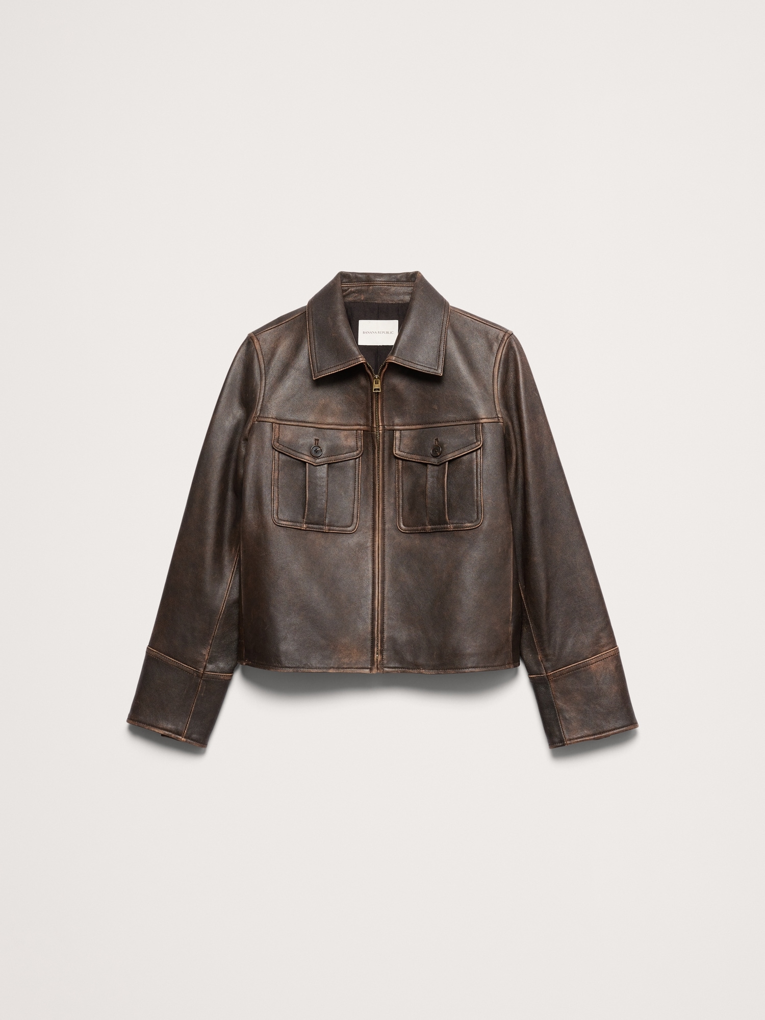 Distressed Leather Jacket - thumbnail 4