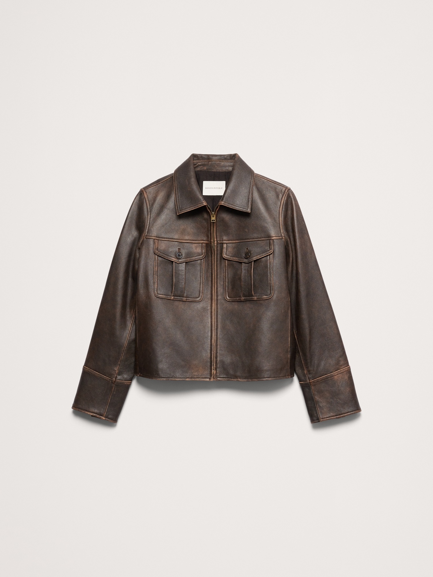 Женская куртка Banana Republic Distressed Leather, цвет: Коричневый — фото 4
