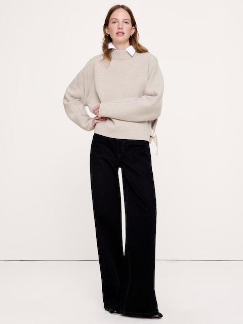 Felted Wool Mock-Neck Sweater