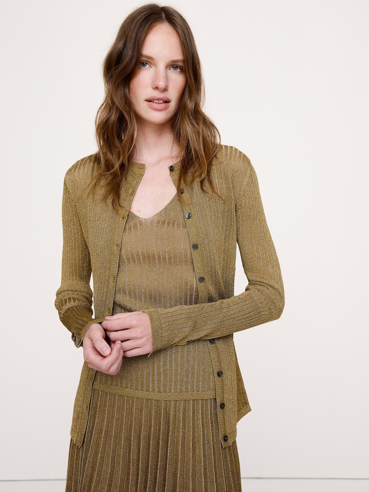 Женский свитер Banana Republic Metallic Sweater Tank, цвет: Золотой — фото 4